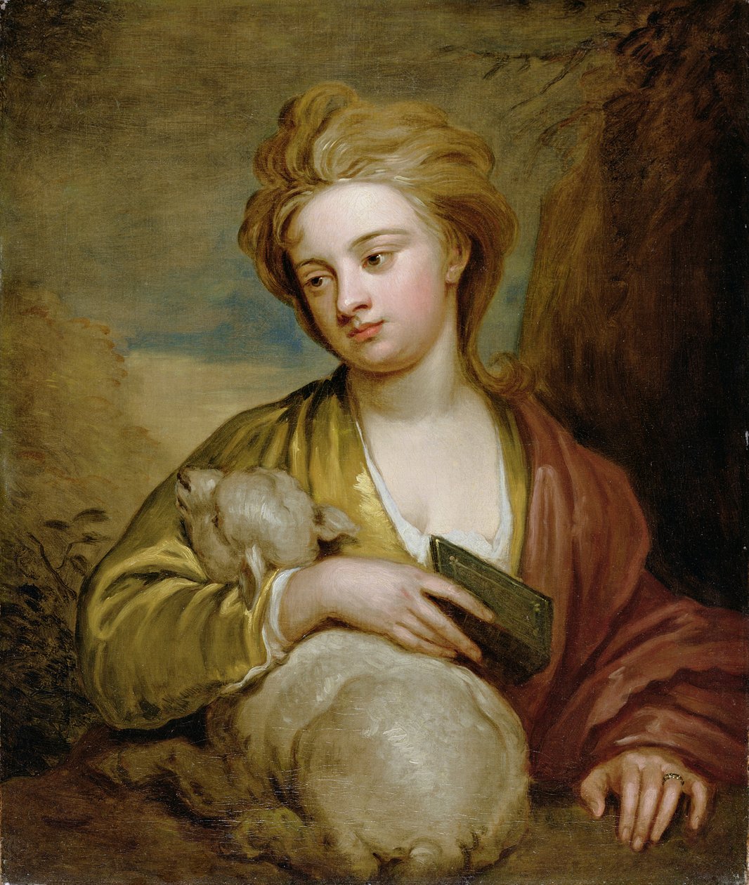 Retrato de uma mulher como Santa Inês, tradicionalmente identificada como Catarina Voss, c.1705-10 (óleo sobre tela) de Godfrey Kneller