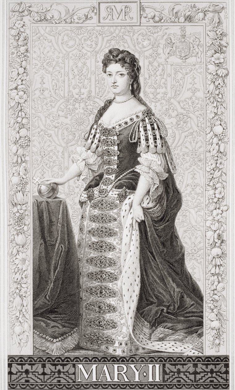 Rainha Maria II (1662-94) de "Ilustrações da História inglesa e escocesa", Volume II de Godfrey Kneller