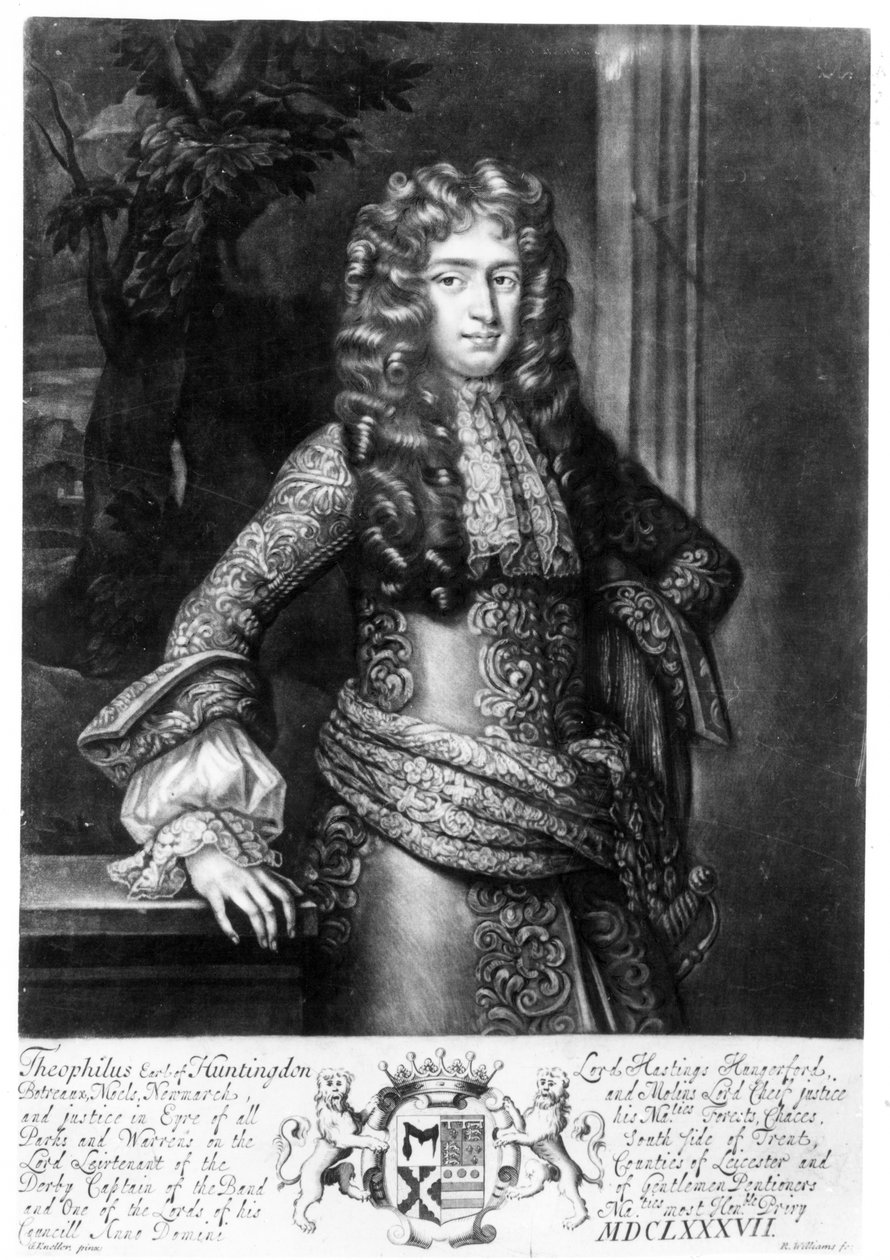 Theophilus Hastings, sétimo conde de Huntingdon (mezzotint) de Godfrey Kneller