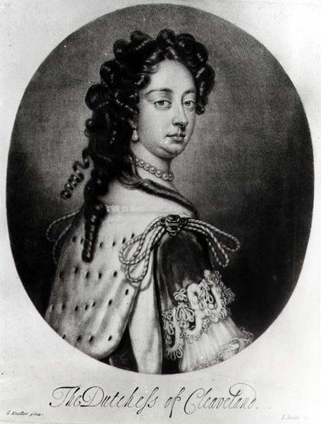 Retrato de Barbara Villiers, Duquesa de Cleveland (1641-1709) gravada por J. Smith de Godfrey after Kneller