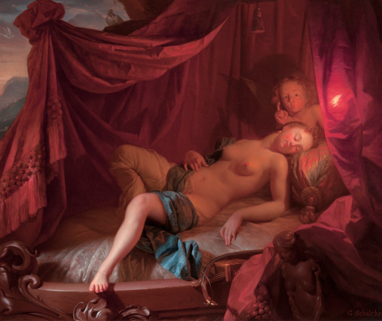 Vênus e Cupido adormecidos de Godfried Schalcken