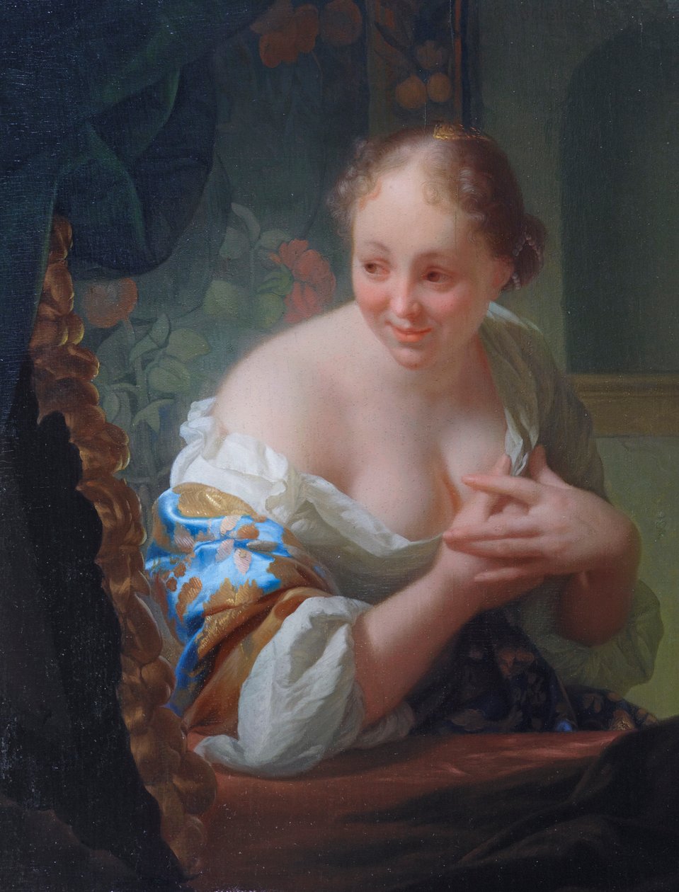 Jovem mulher na frente de um espelho de Godfried Schalcken