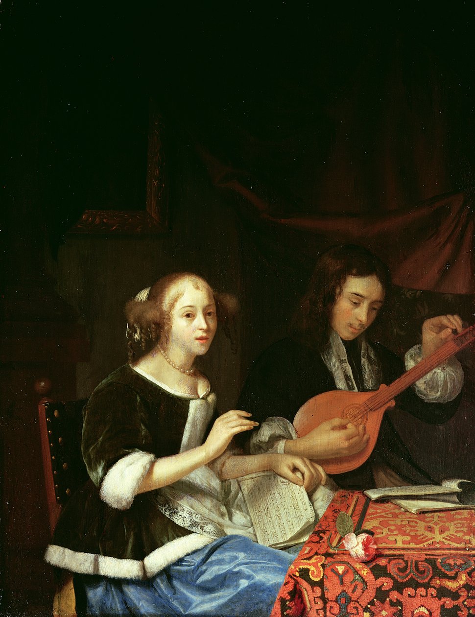 Um jovem casal fazendo música, c.1665-70 de Godfried Schalcken