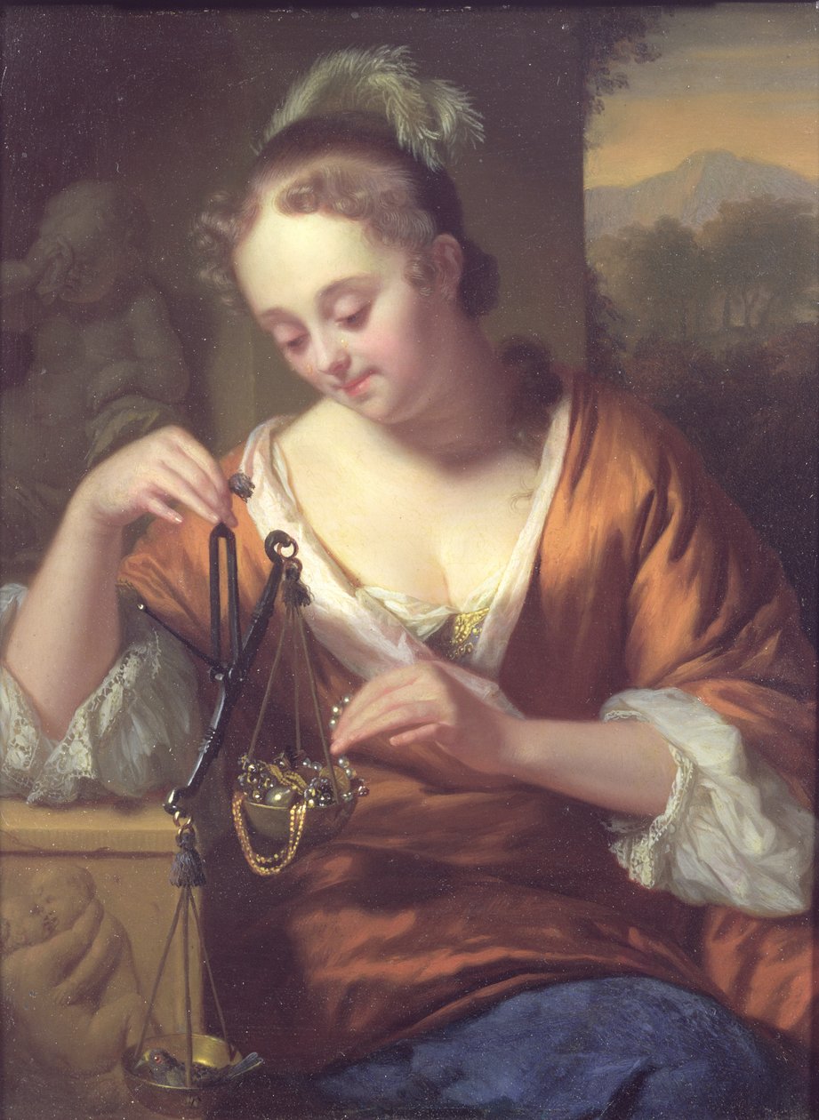 Alegoria das Virtudes e Riquezas, c.1667 (óleo sobre cobre) de Godfried Schalcken
