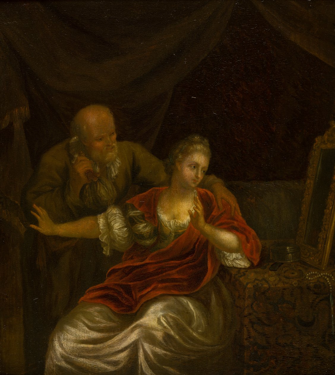 Uma oferta rejeitada, c.1663-1706 (óleo sobre tela) de Godfried (after) Schalken or Schalcken
