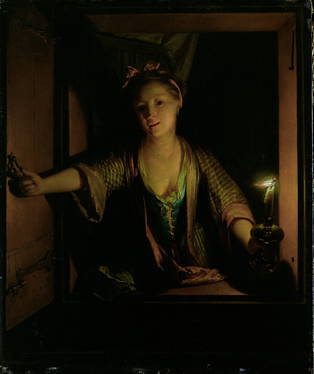 Uma rapariga à janela (óleo sobre tábua) de Godfried Schalcken