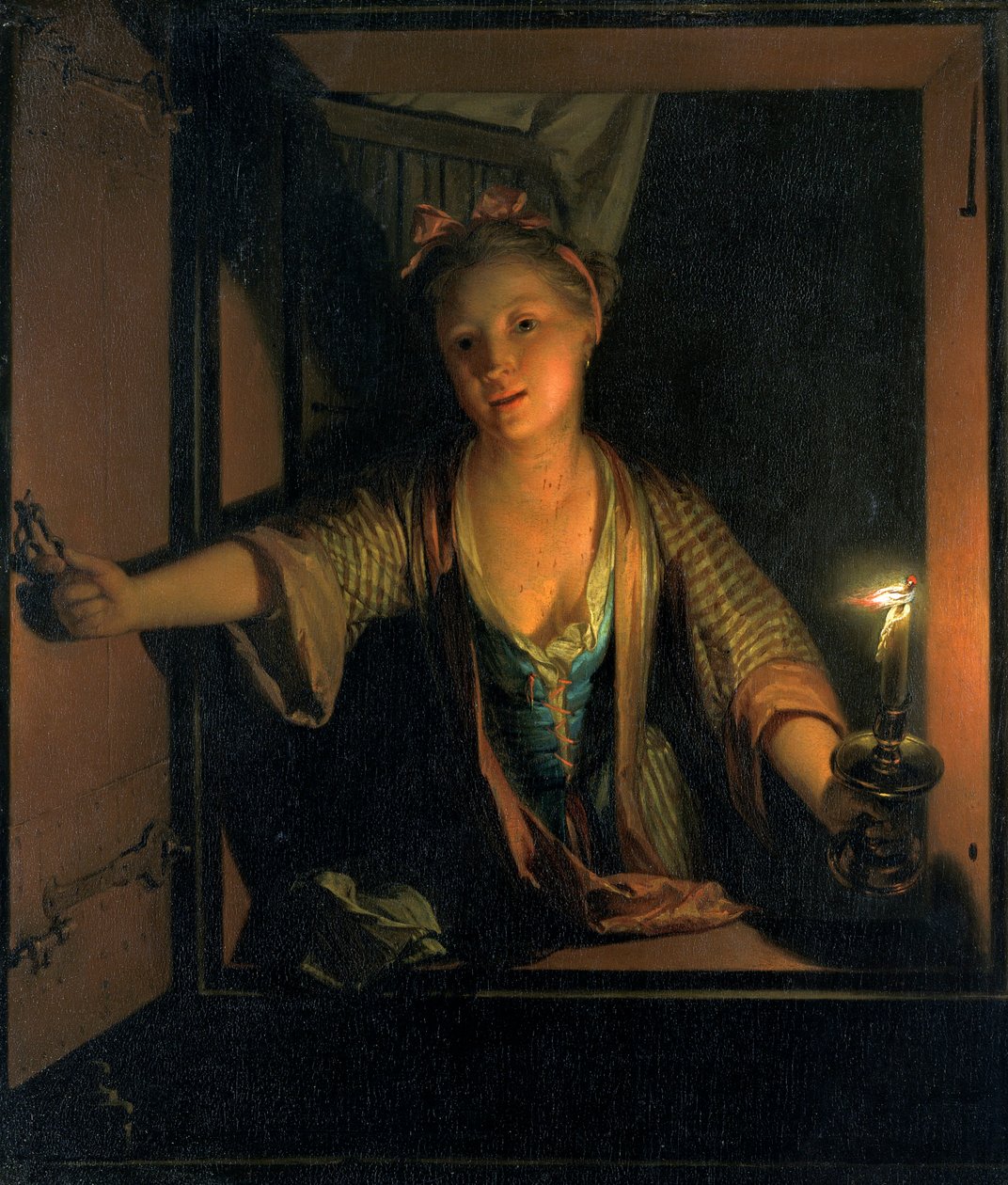 "Uma rapariga à janela", 1663-1700 de Godfried Schalcken