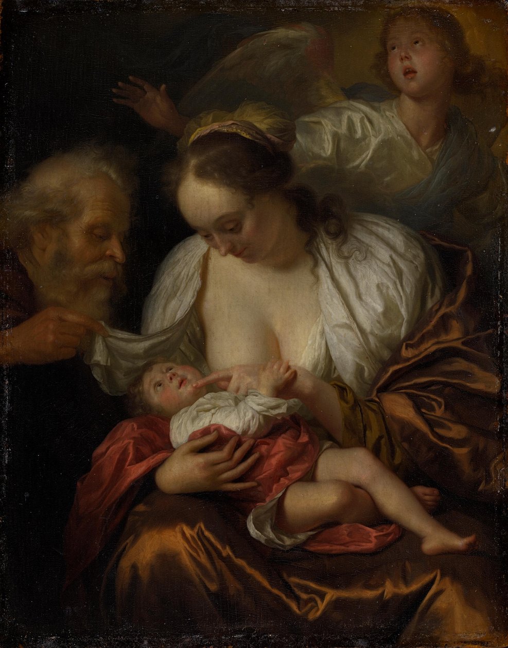 A Sagrada Família com um anjo de Godfried Schalcken