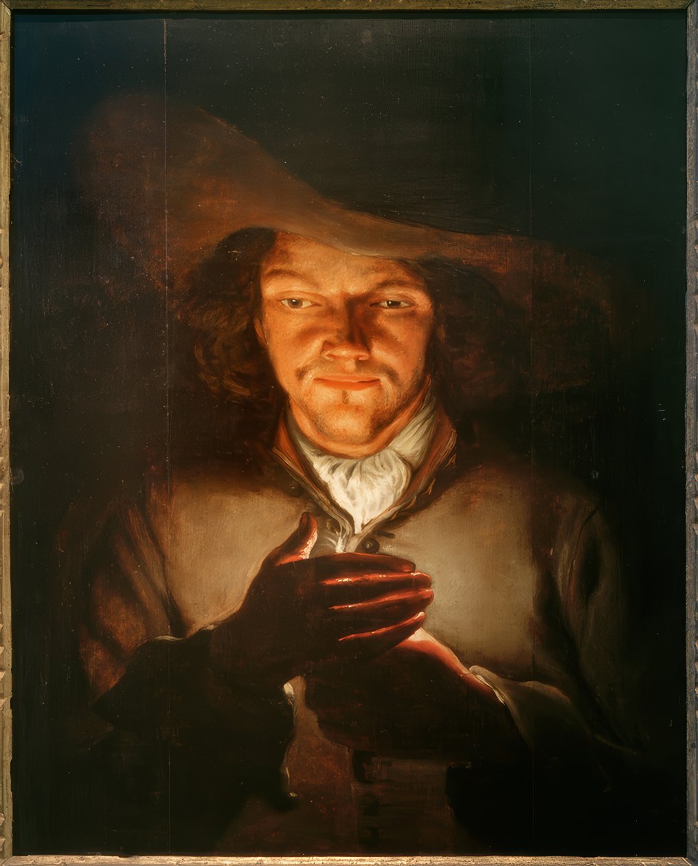 Um homem com uma vela de Godfried Schalcken