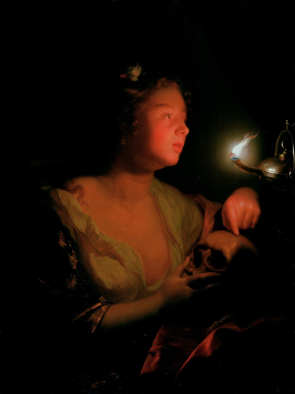 Maria Madalena De luto (óleo sobre painel de carvalho) de Godfried Schalcken