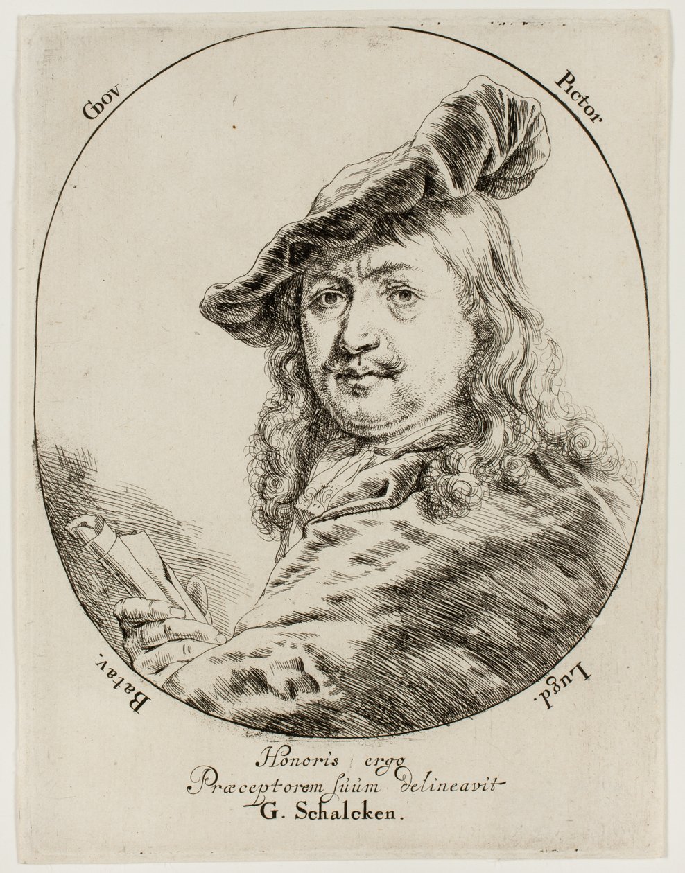Retrato de Gerard Dou, o pintor de Godfried Schalcken