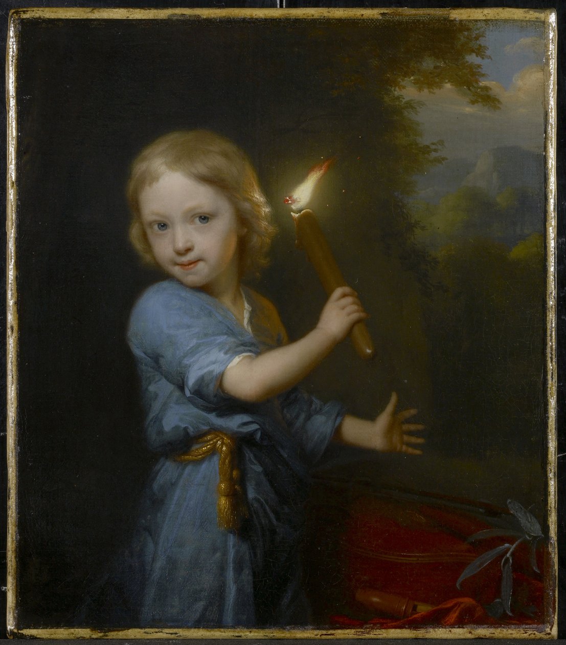 Garoto segurando uma tocha, 1692 de Godfried Schalcken