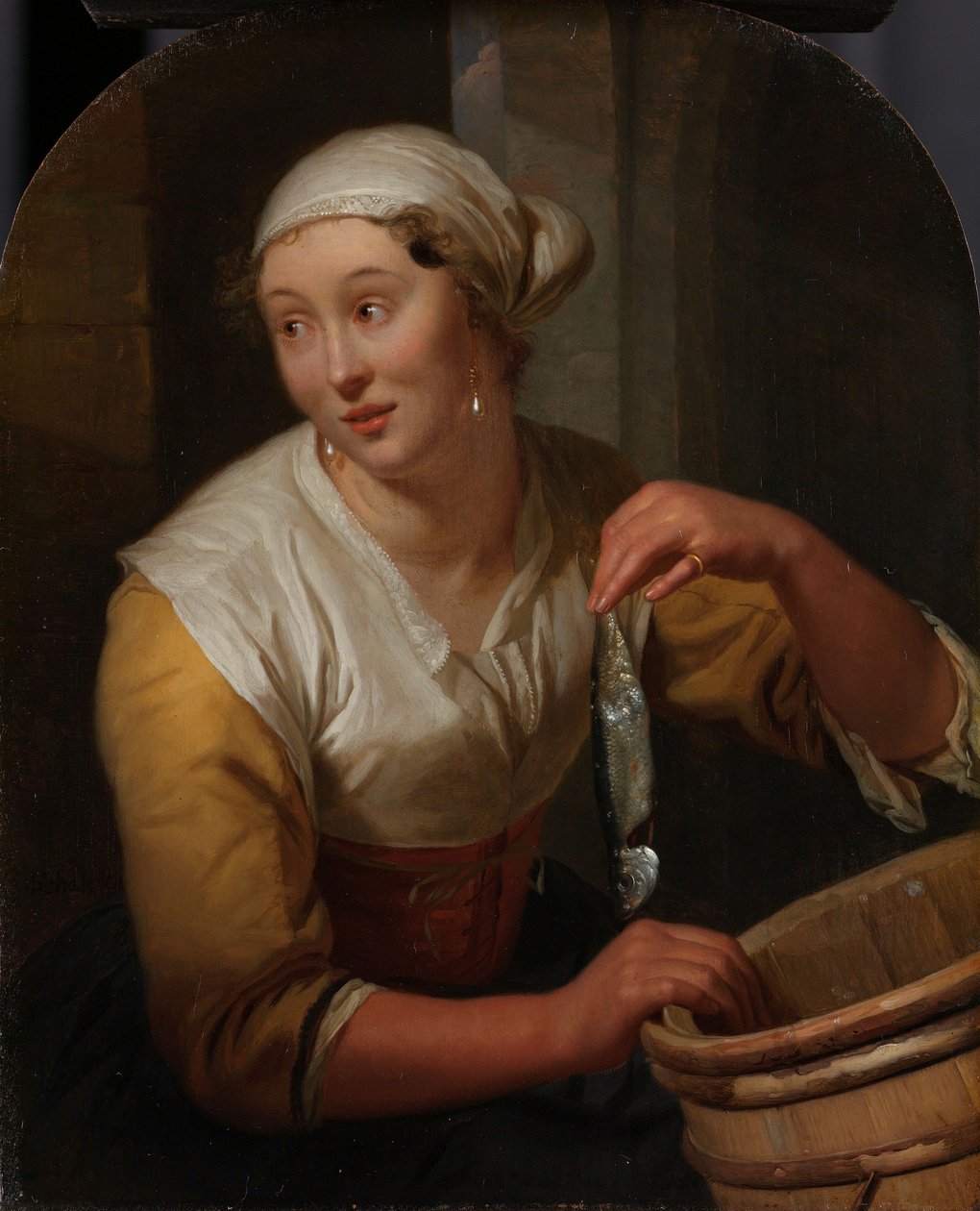 Mulher a vender arenques de Godfried Schalken or Schalcken