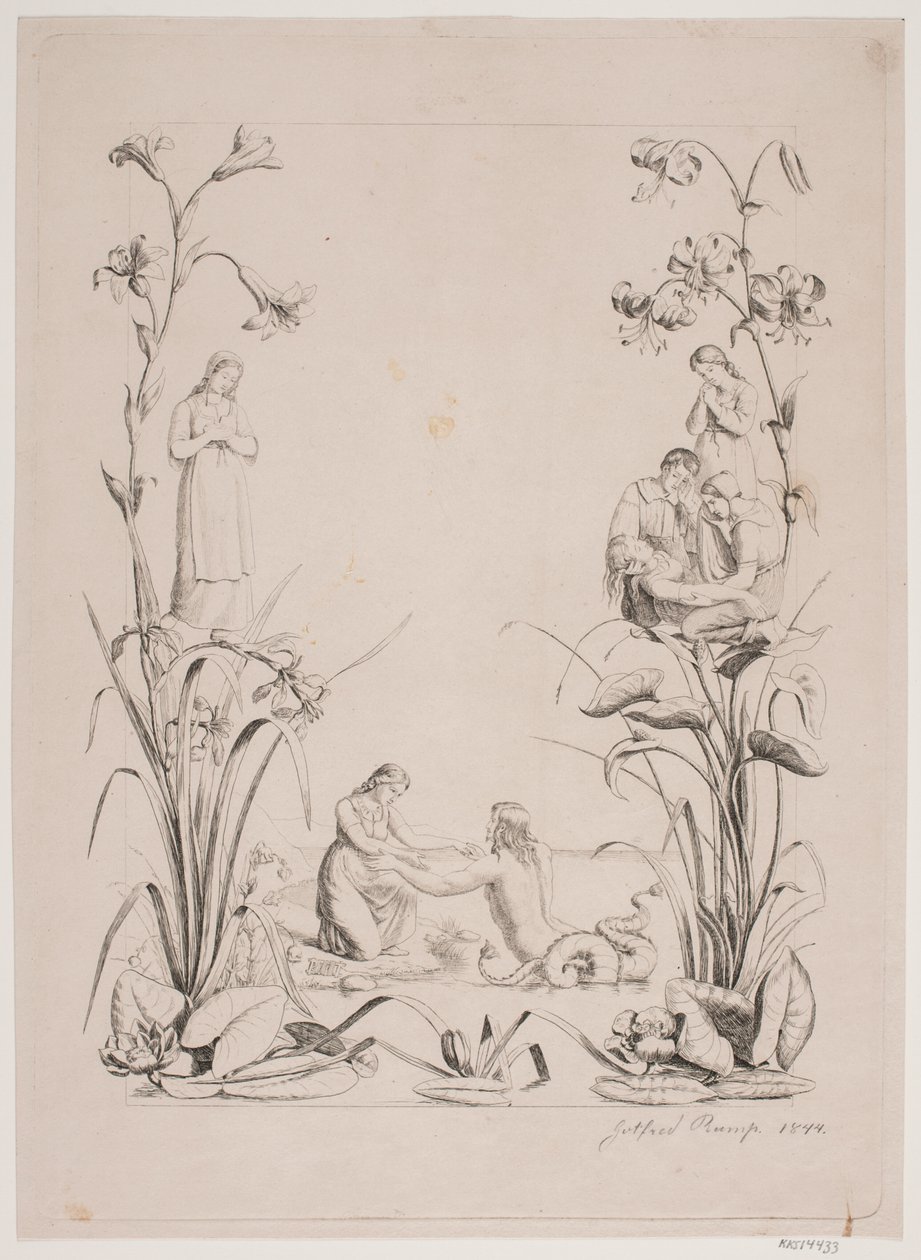 Desenho de margem, provavelmente para a página de rosto de "Liden Gunver" de Godtfred Rump