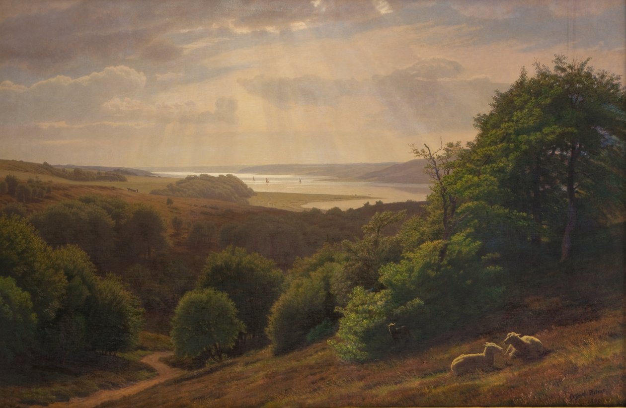 Vista de Vesterskov por Mariager; ao fundo o fiorde de Godtfred Rump