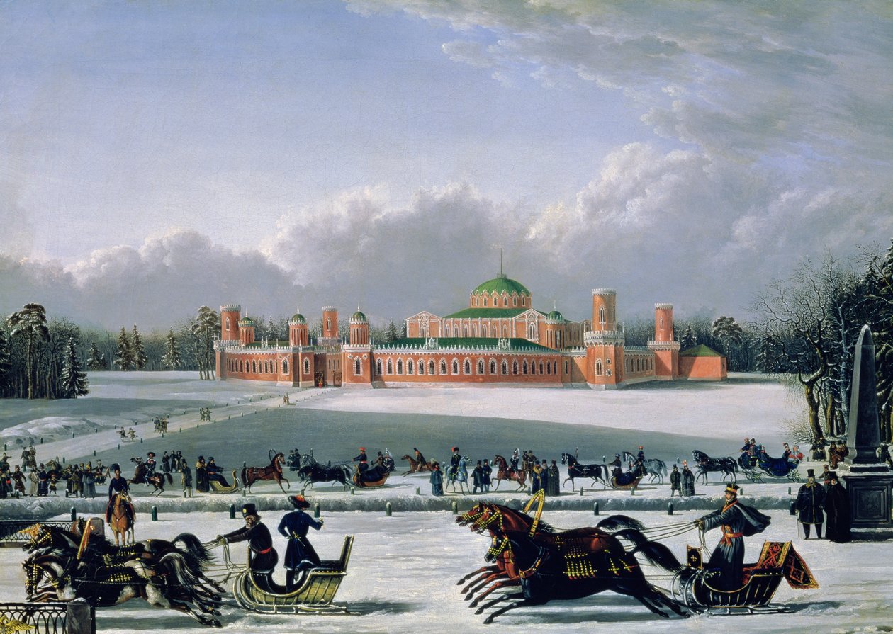 Corrida de trenó no Parque Petrovsky em Moscou, 1848 de Golitsyn