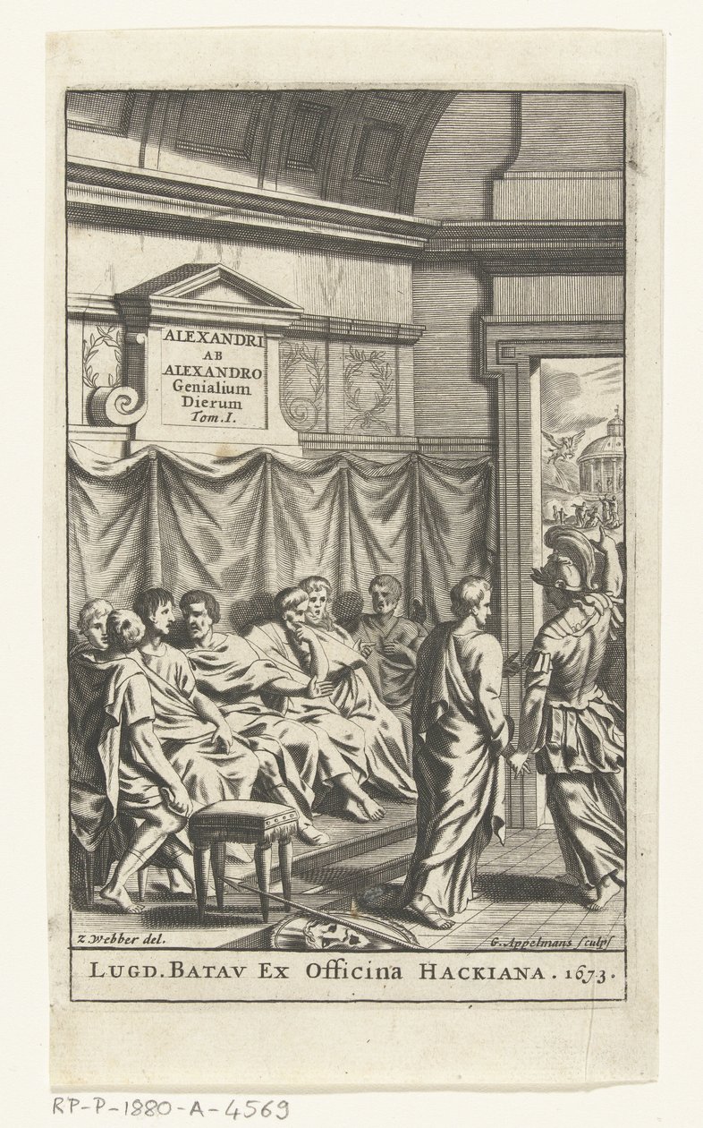 Título para Alexander ab Alexander, Genialium dierum, deel 1, 1673 de Gonsales Appelmans (attributed to)