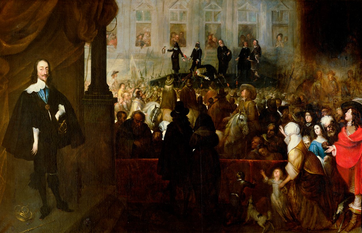 Execução de Charles I (1600-49) em Whitehall, 30 de janeiro de 1649 de Gonzales Coques