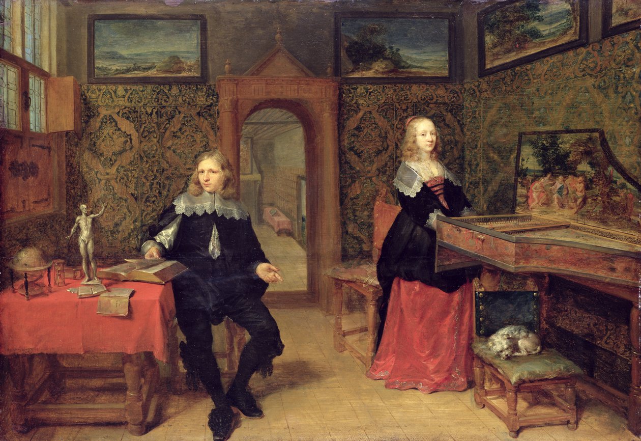 O jovem estudioso e sua esposa, 1640 de Gonzales Coques