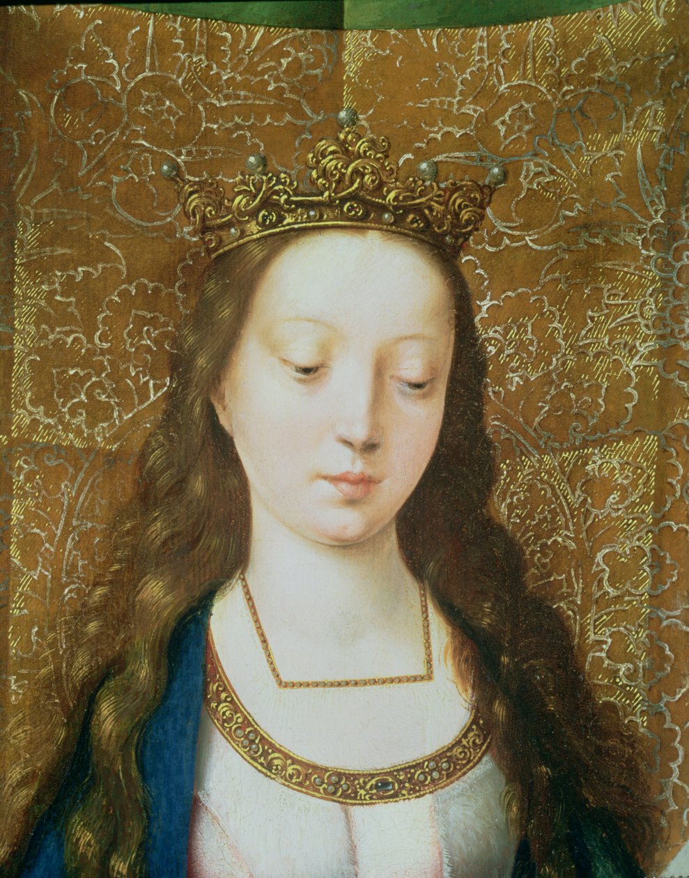 Santa Catarina e os Filósofos, detalhe da cabeça de Santa Catarina (detalhe de 80755) de Goossen van der Weyden