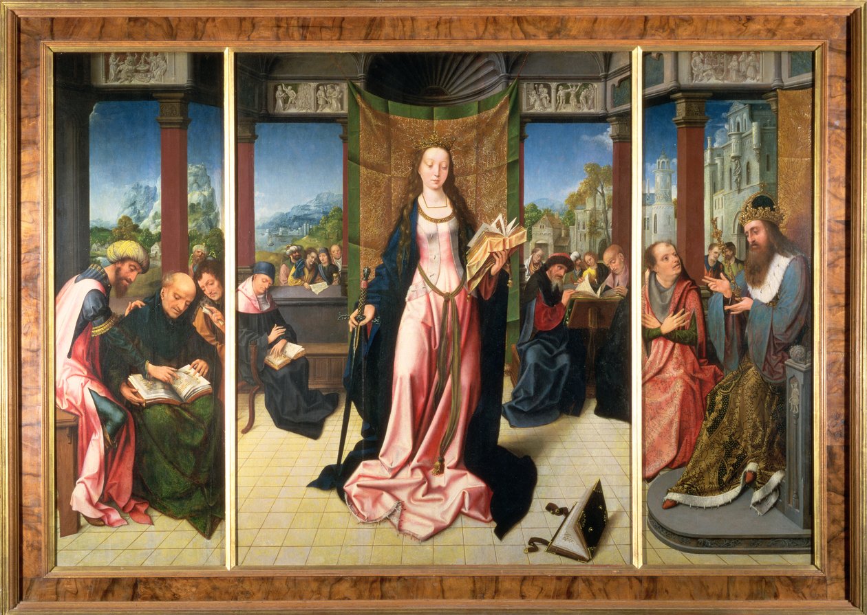 Santa Catarina e os filósofos (painel) de Goossen van der Weyden