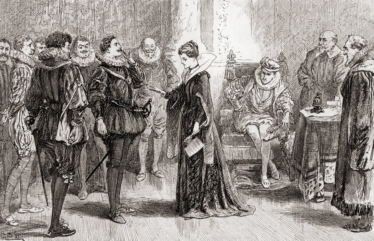 Uma cena de William Shakespeares tocar Alls bem que acaba bem, ato II, cena 3, Helena Bertram: Este é o homem, de obras de William Shakespeare, publicado em 1896 de Gordon Frederick Browne