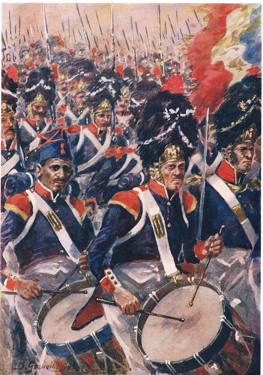 Avanço dos franceses em Barrosa, ilustração de "Batalhas Britânicas na Terra e no Mar", publicado por Cassell, Londres, c.1910 de Gordon Frederick Browne