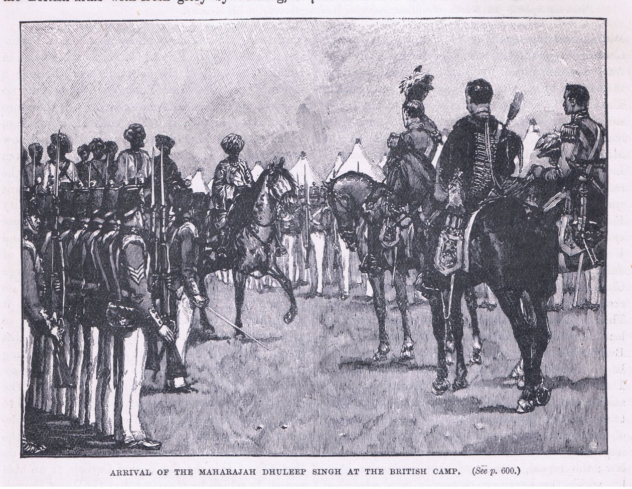 Chegada dos britânicos em Makharajah Dhuleep Singh no acampamento britânico AD 1846 de Gordon Frederick Browne