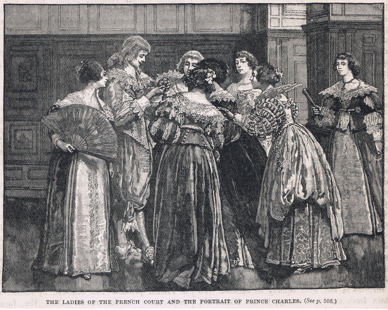 Senhoras da corte francesa e retrato do príncipe Charles 1624 de Gordon Frederick Browne