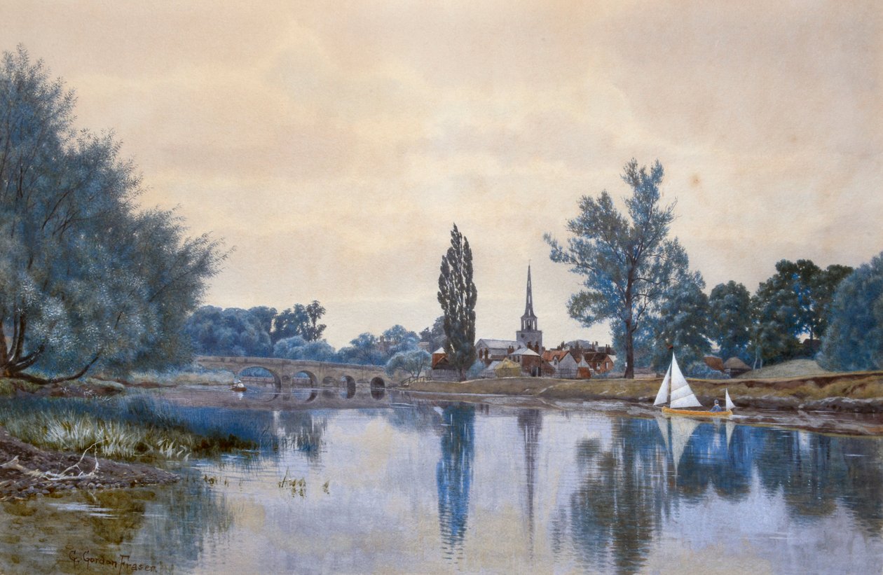 Wallingford vista do rio Tamisa (aguarela) de Gordon Fraser