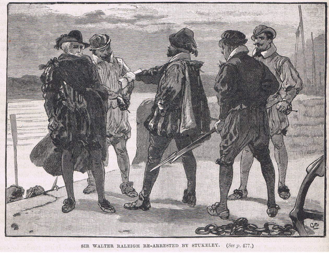 Sir Walter Raleigh é preso novamente por Stukeley 1618 de Gordon Frederick Browne