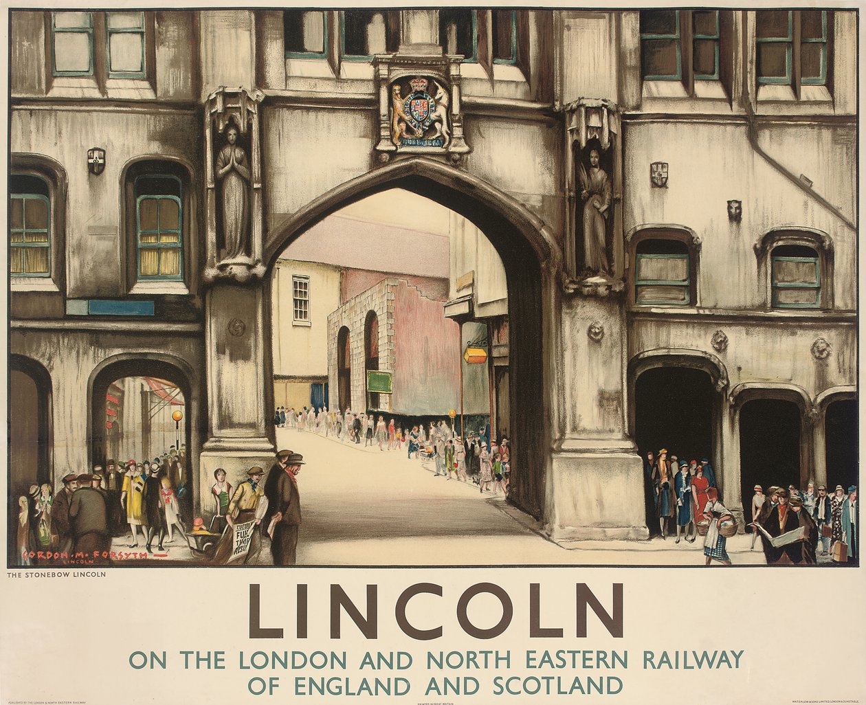 Um cartaz dos caminhos-de-ferro de Londres e do Nordeste a anunciar a viagem de comboio para Lincoln de Gordon Mitchell Forsyth
