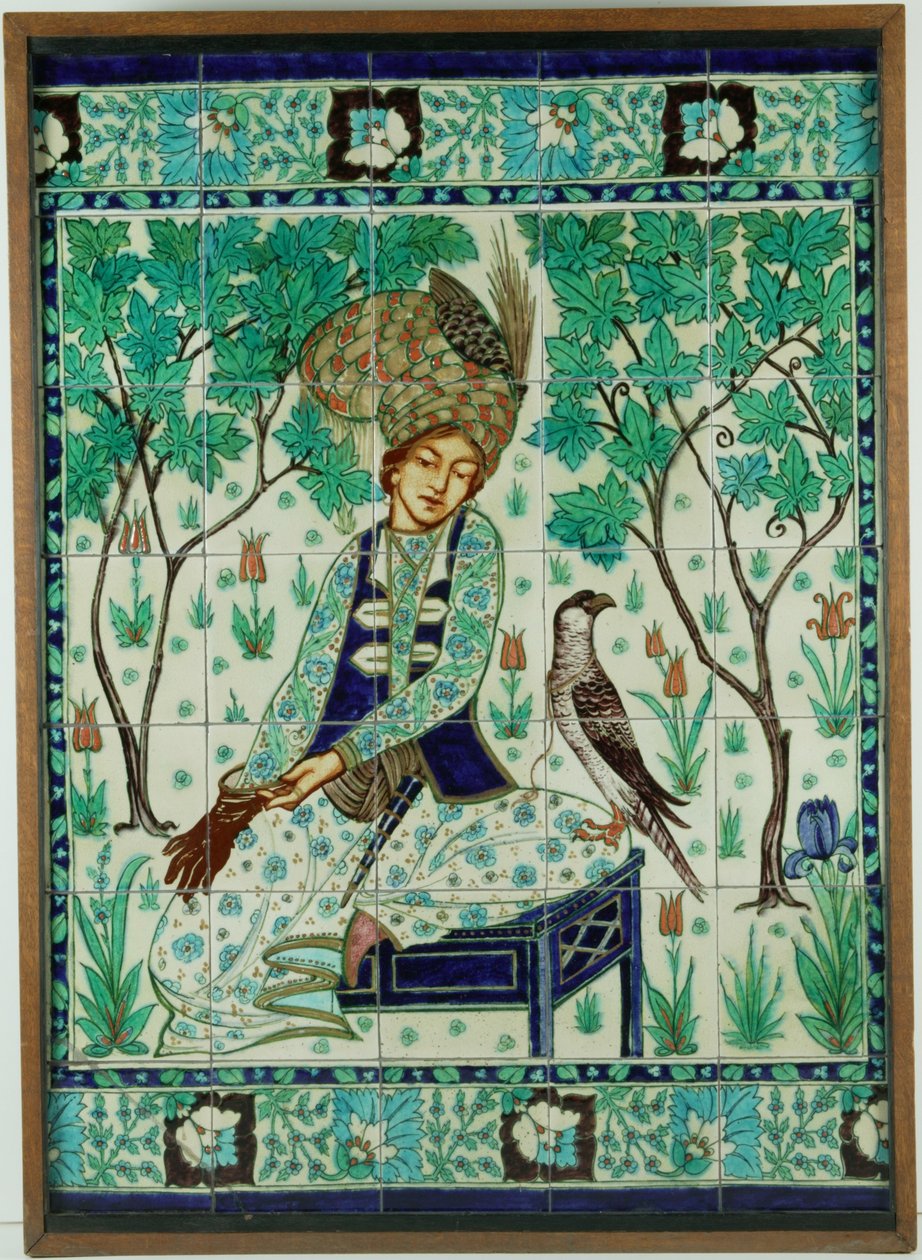 Painel de azulejos de falcoeiro persa, Pilkington