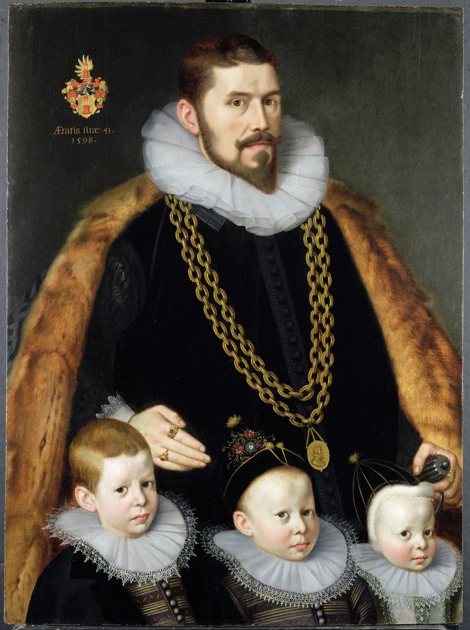 Um par de retratos de família, 1598 (par veja 228145) de Gortzius Geldorp