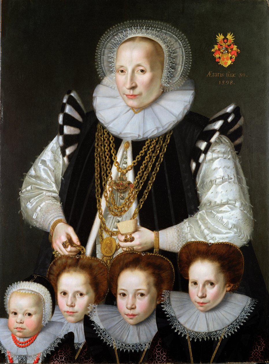 Um par de retratos de família, 1598 (par veja 228146) de Gortzius Geldorp