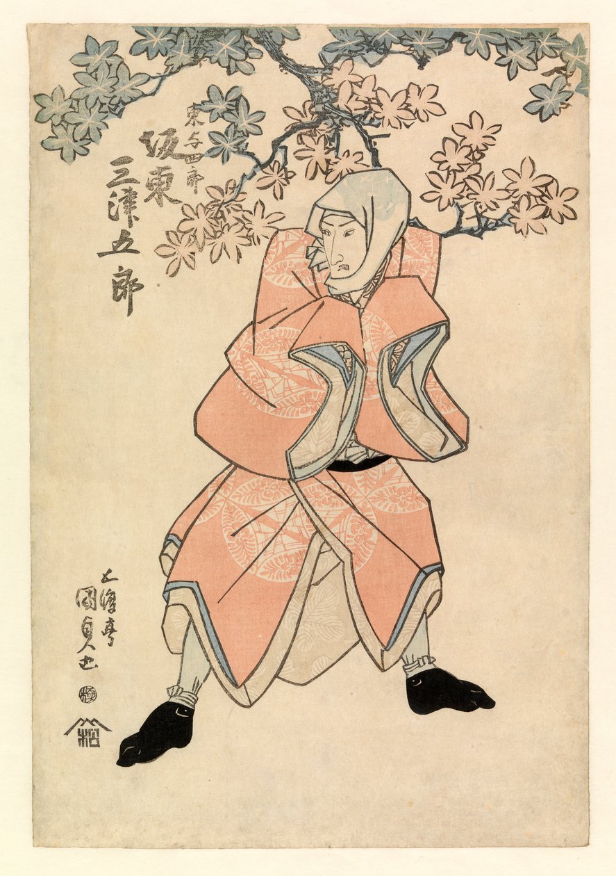 O ator Bando Mitsugoro III, no papel de Tokoshiro ou possivelmente Dojishiro, c.1808-25 (xilogravura a cores) de Gototei Kunisada