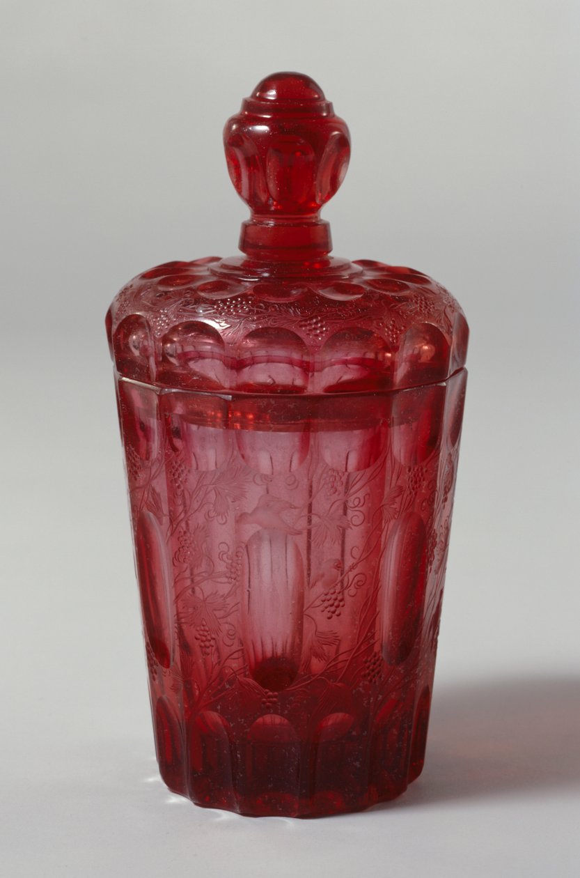 Copo de vidro chanfrado com tampa, antes de 1700 (vidro) de Gottfried Spiller