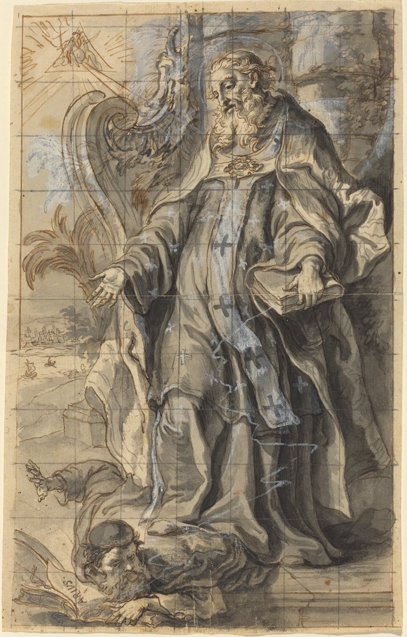 Santo Ambrósio Suprimindo a Heresia de Gottfried Bernhard Götz