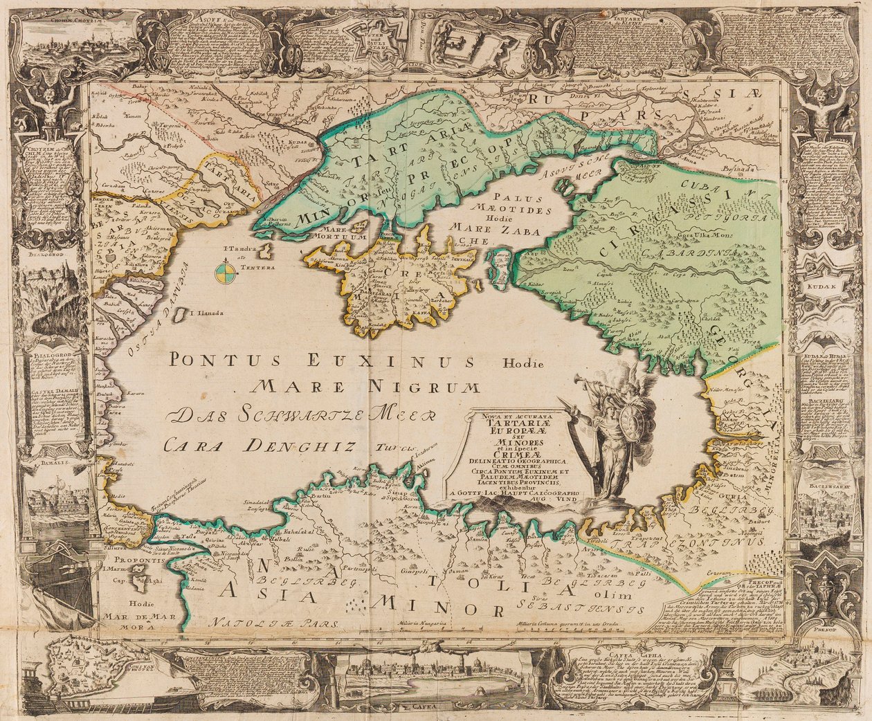 Mapa do Mar Negro e da Crimeia, c. 1740. de Gottfried Jacob Haupt