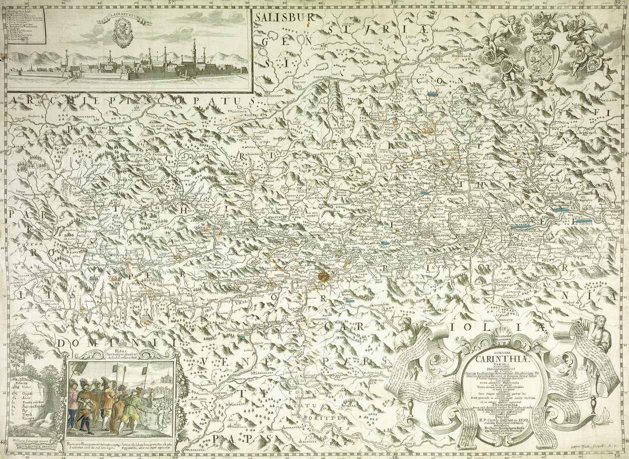 Um mapa da Áustria e da Tchecoslováquia, 1718 de Gottfried Pfantz