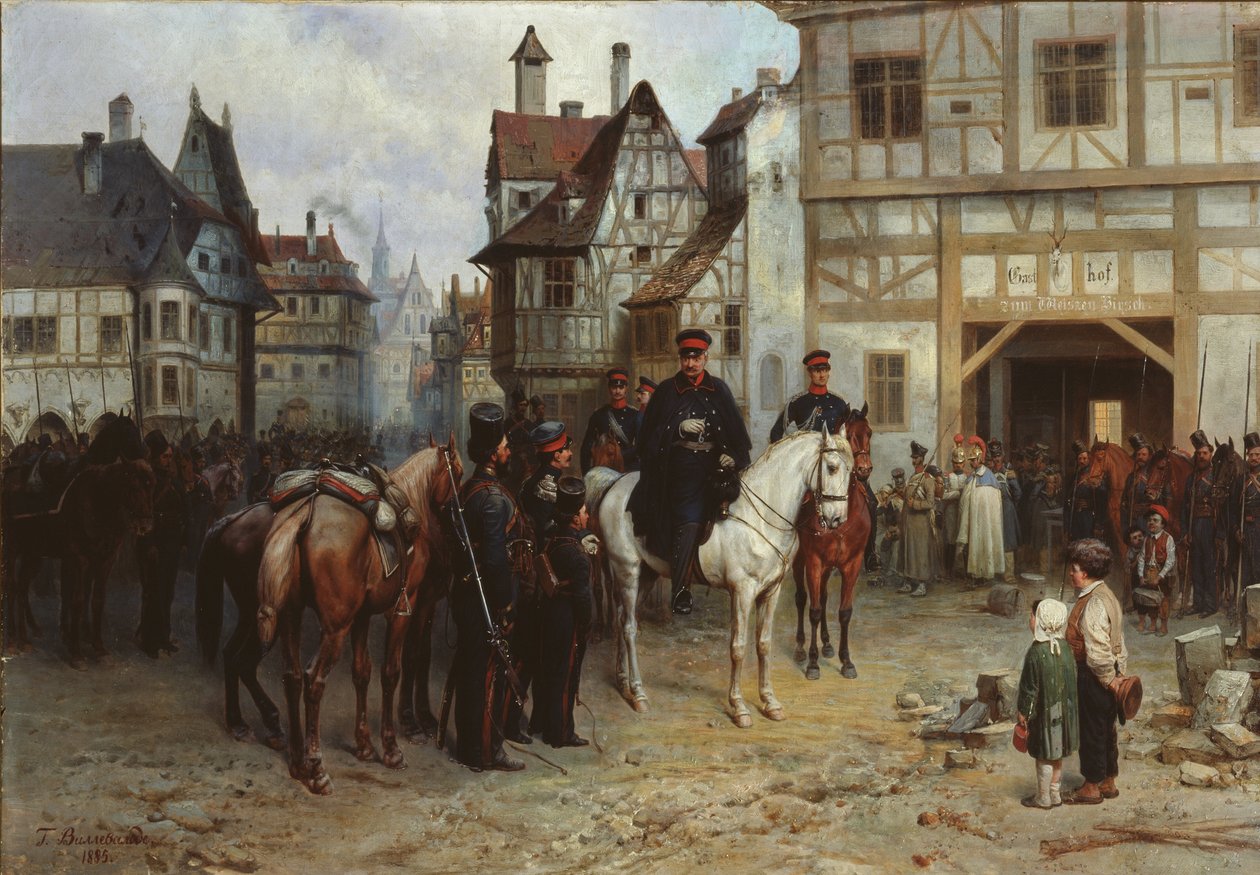 General Blücher com os cossacos em Bautzen, 1885 de Gottfried Willewalde
