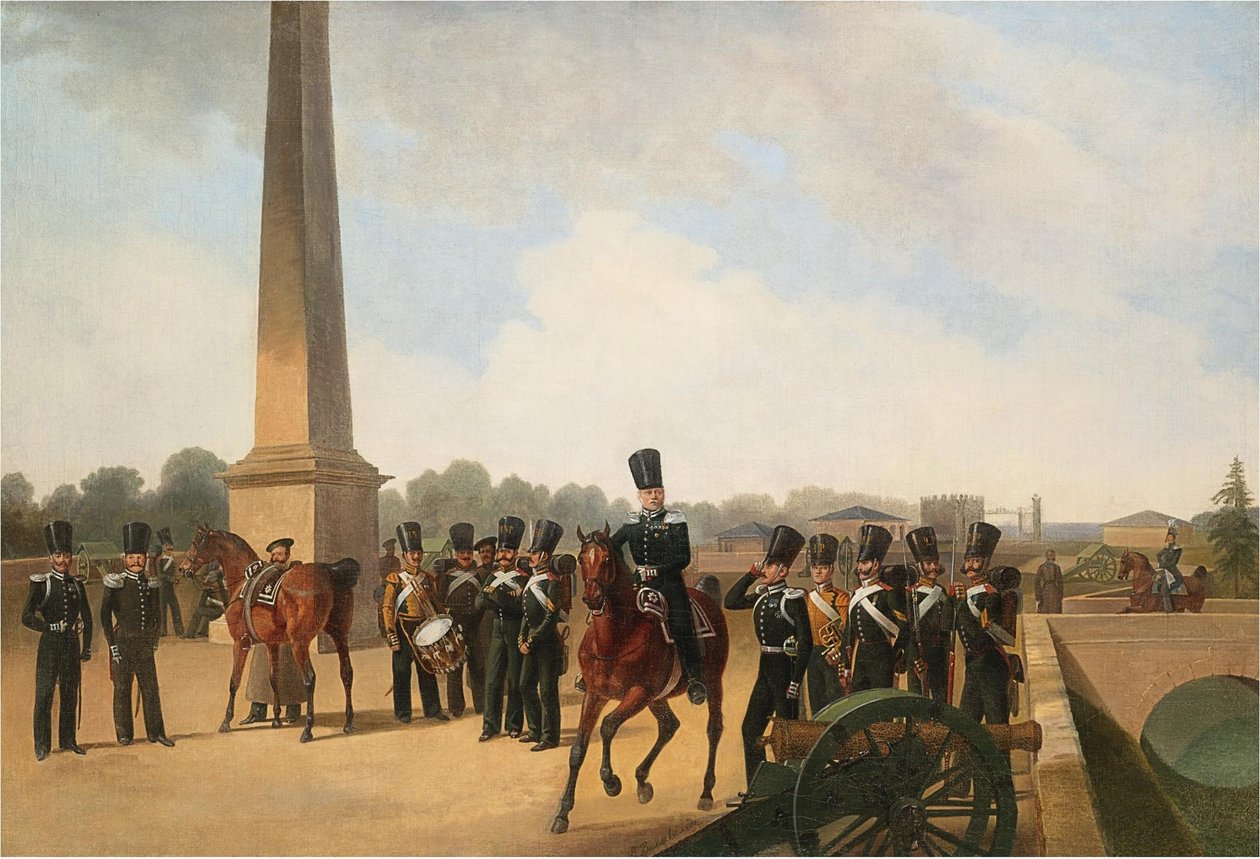 Regimento de salva-vidas na Praça Connetable em Gatchina de Gottfried Willewalde
