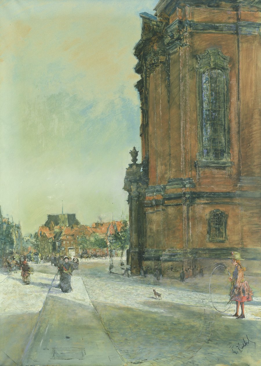 Cena rua, perto, st. Michaels, igreja, em, hamburgo de Gotthardt Johann Kuehl