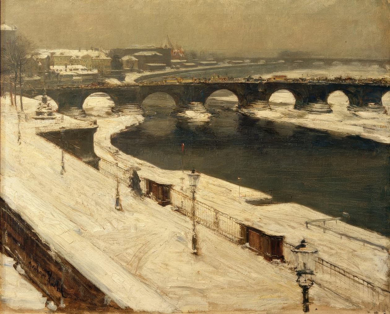 Ponte de Elba e Augusto no inverno de Gotthardt Johann Kuehl