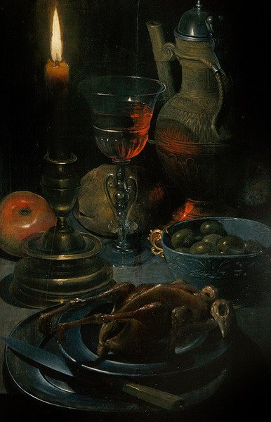 Ceia à luz de velas (óleo no painel) de Gotthardt von Wedig