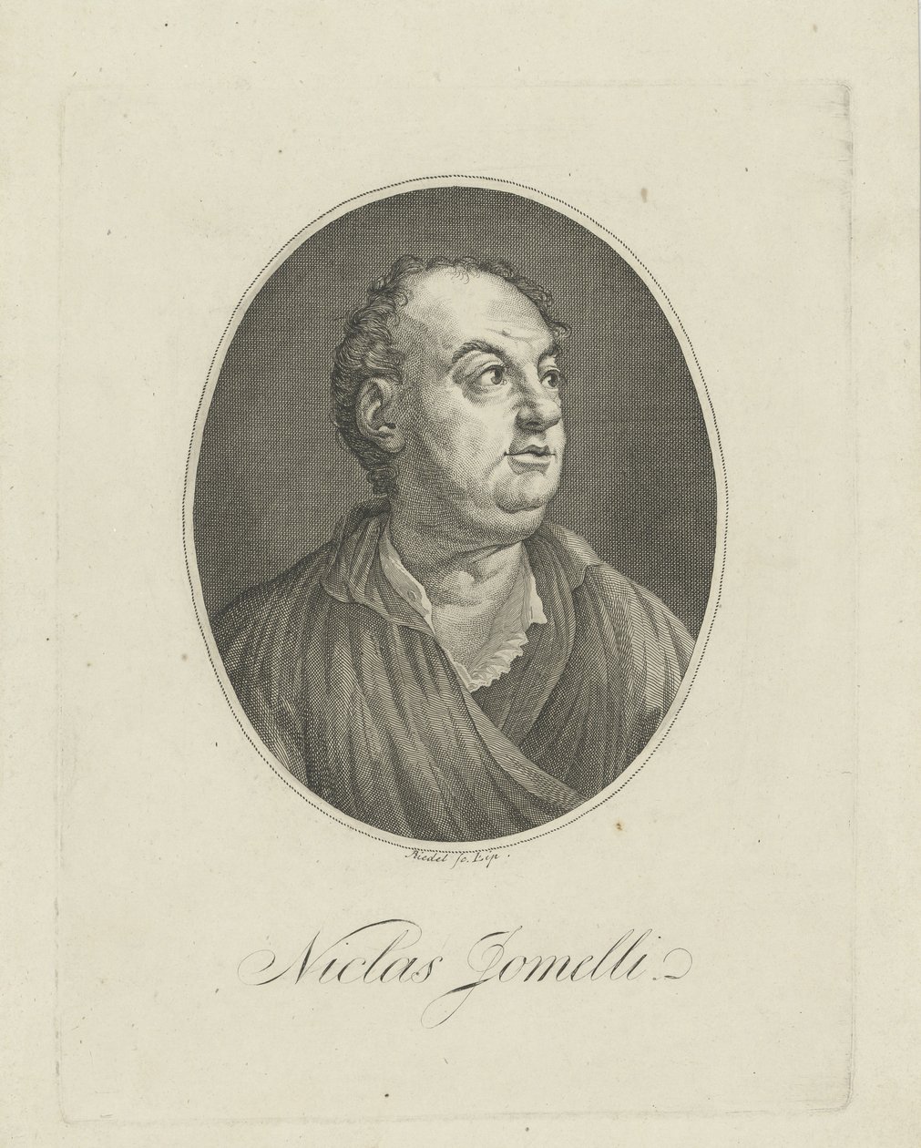 Retrato do compositor Niccolò Jommelli 1714-1774. de Gottlieb Friedrich Riedel