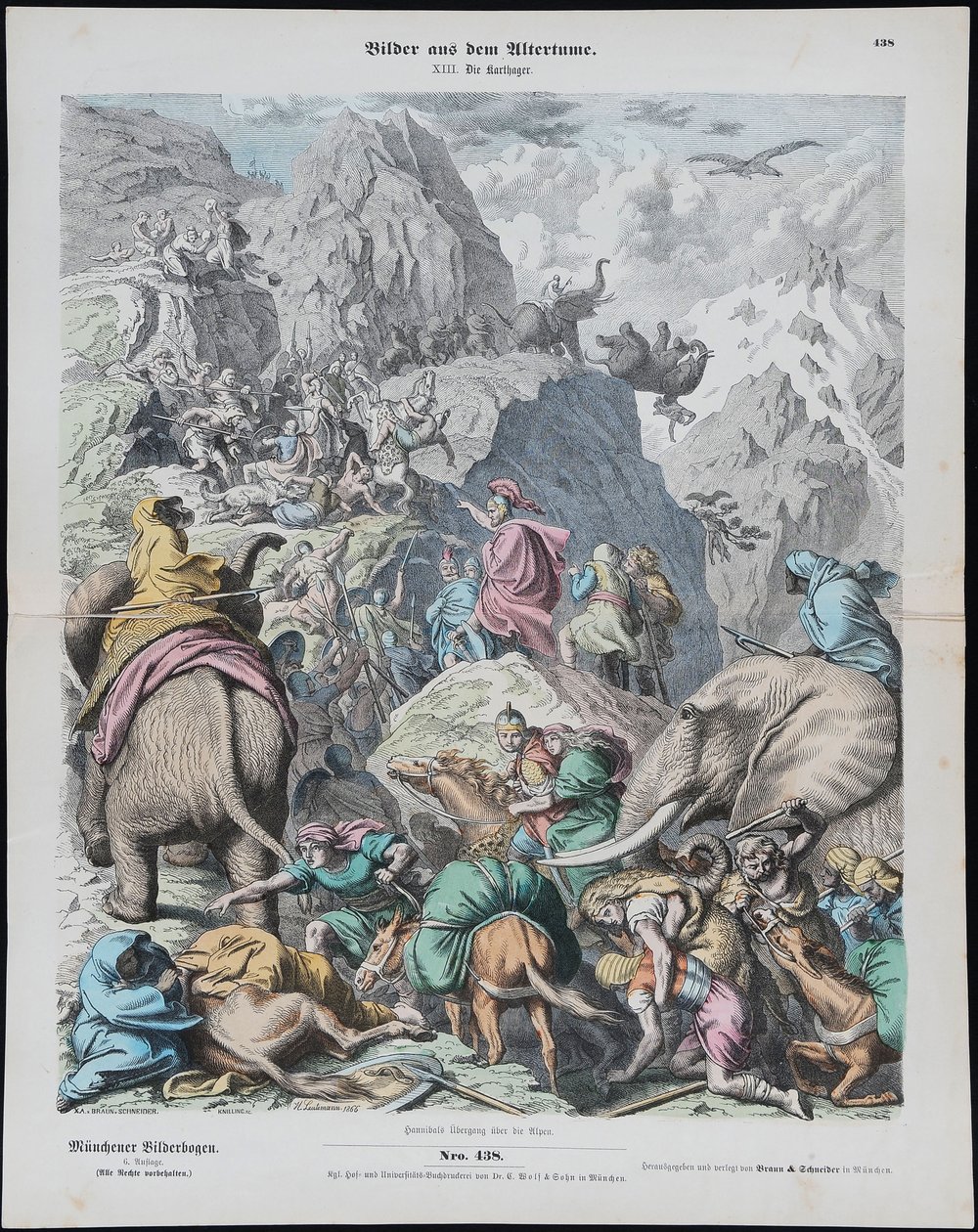 Hannibal atravessa os Alpes from Münchener Bilderbogen de Gottlob Heinrich Leutemann