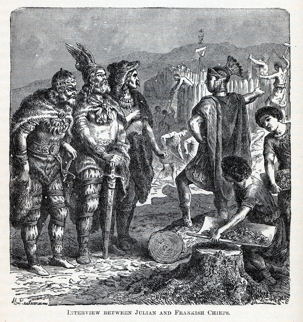 Entrevista entre Julian e chefes francos, 1882 de Gottlob Heinrich Leutemann