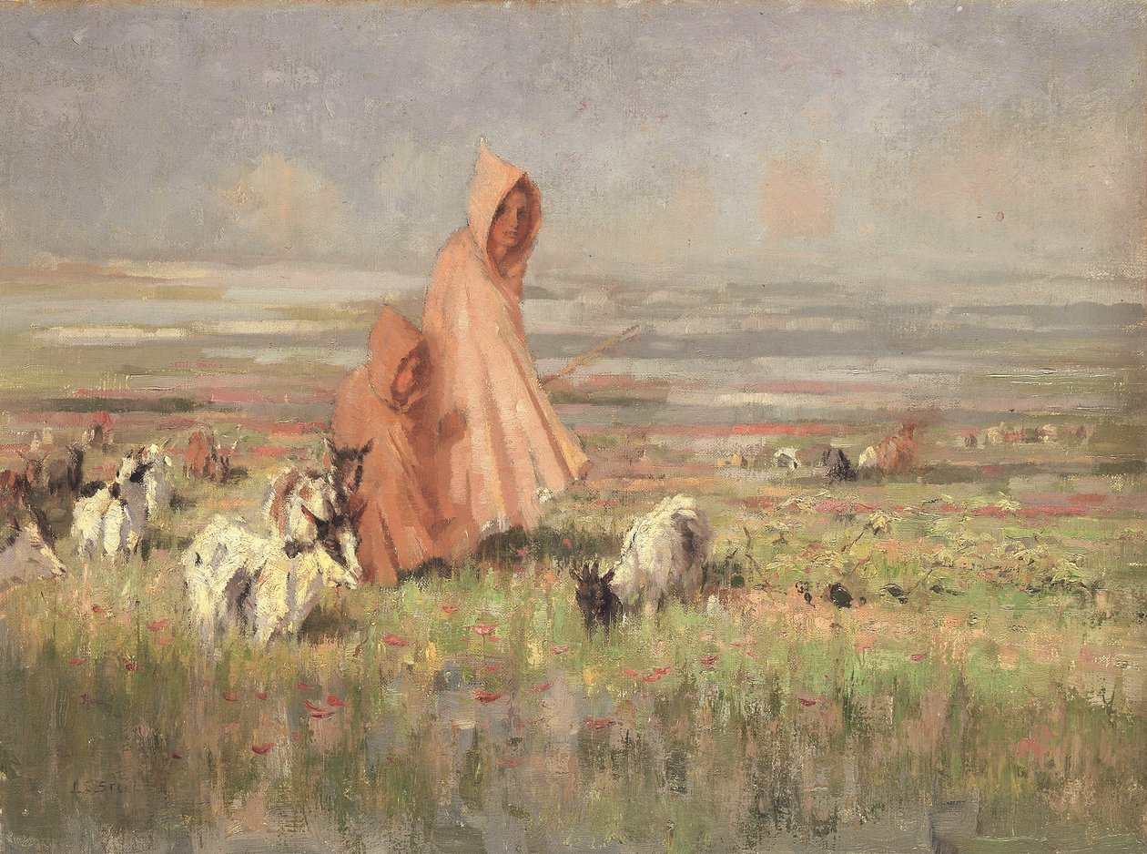 Um rebanho caprino marroquino (óleo sobre tela) de Gourlay Steell