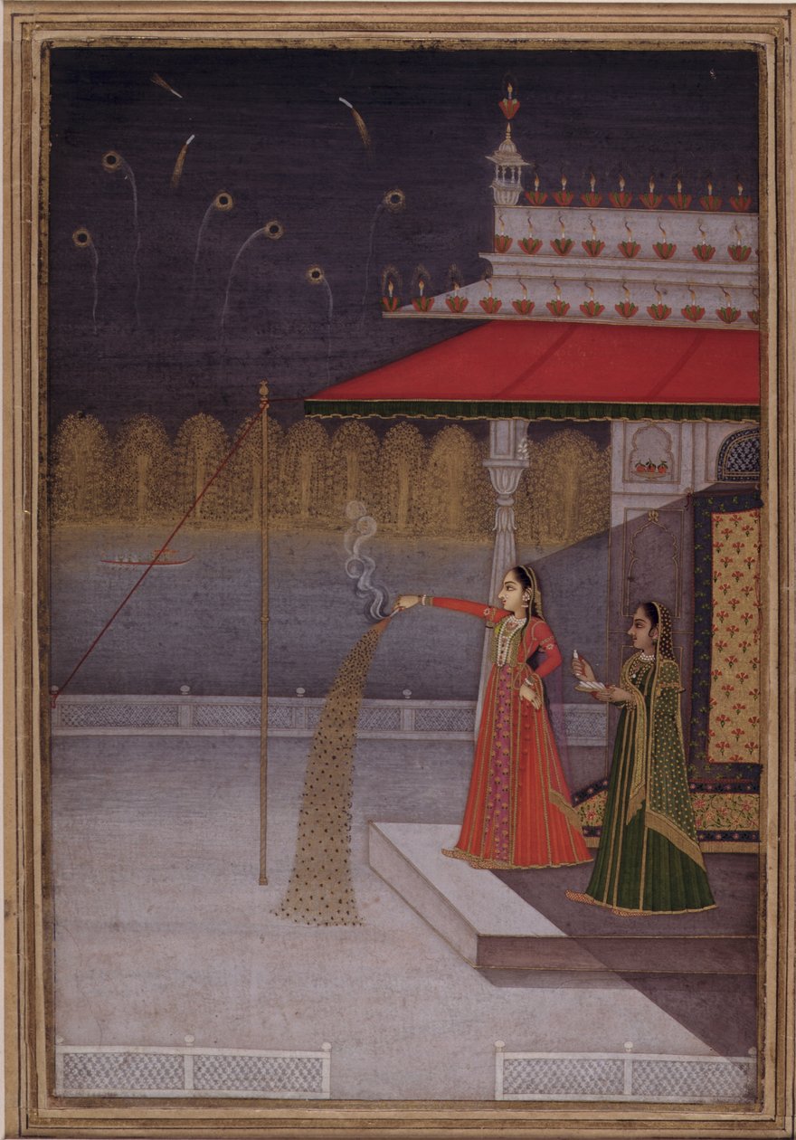A Noite de Shab-barat, c.1735-40 (aguarela opaca sobre papel) de Gouvardhan (attr. to)